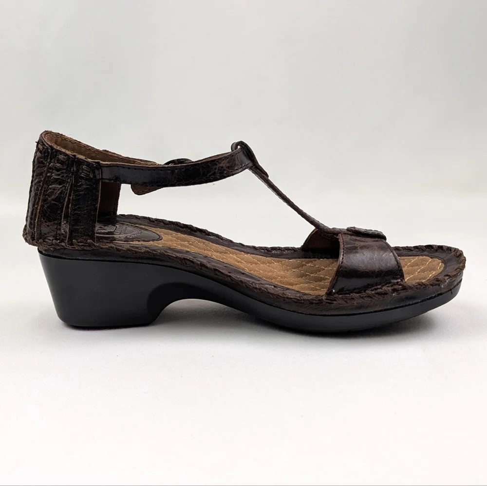 Ariat Shalimar Wedge Sandal Croc Embossed Leather T-Strap Whipstitched Western 9